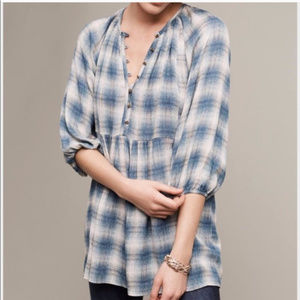 ANTHROPOLOGIE*MAEVE Cavalon Plaid Peplum Top XS/S